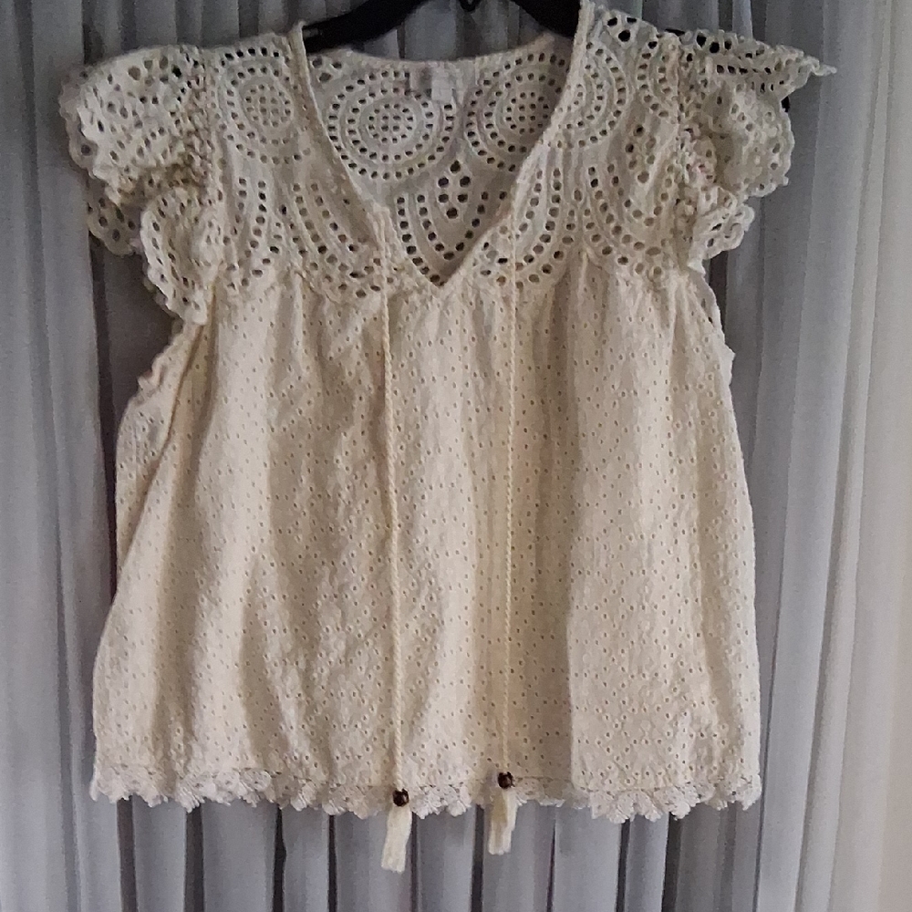Chic Cream Eyelet Blouse